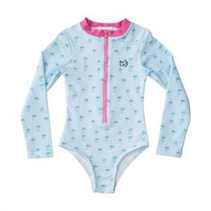 NEW PRODOH girl's surf and turf one piece swimsuit in palm tree stripe print